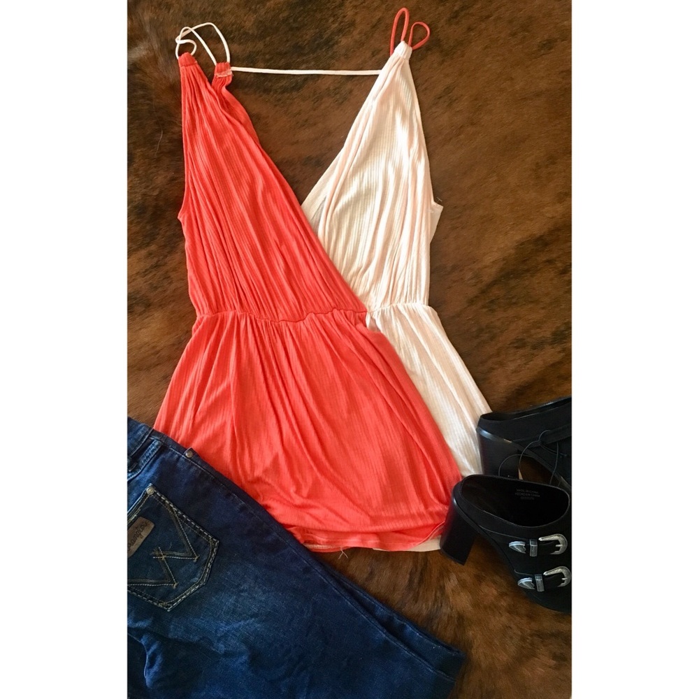 Free People Two-tone Surplice Tank